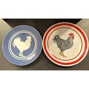 Curzon Barred Plymouth Rock Rooster Chicken Plates Set Of 2 Variety Japan 8"